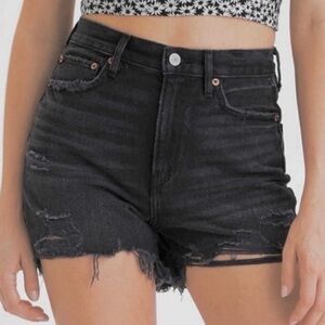 American Eagle 90s Boyfriend Black Distressed Denim Shorts